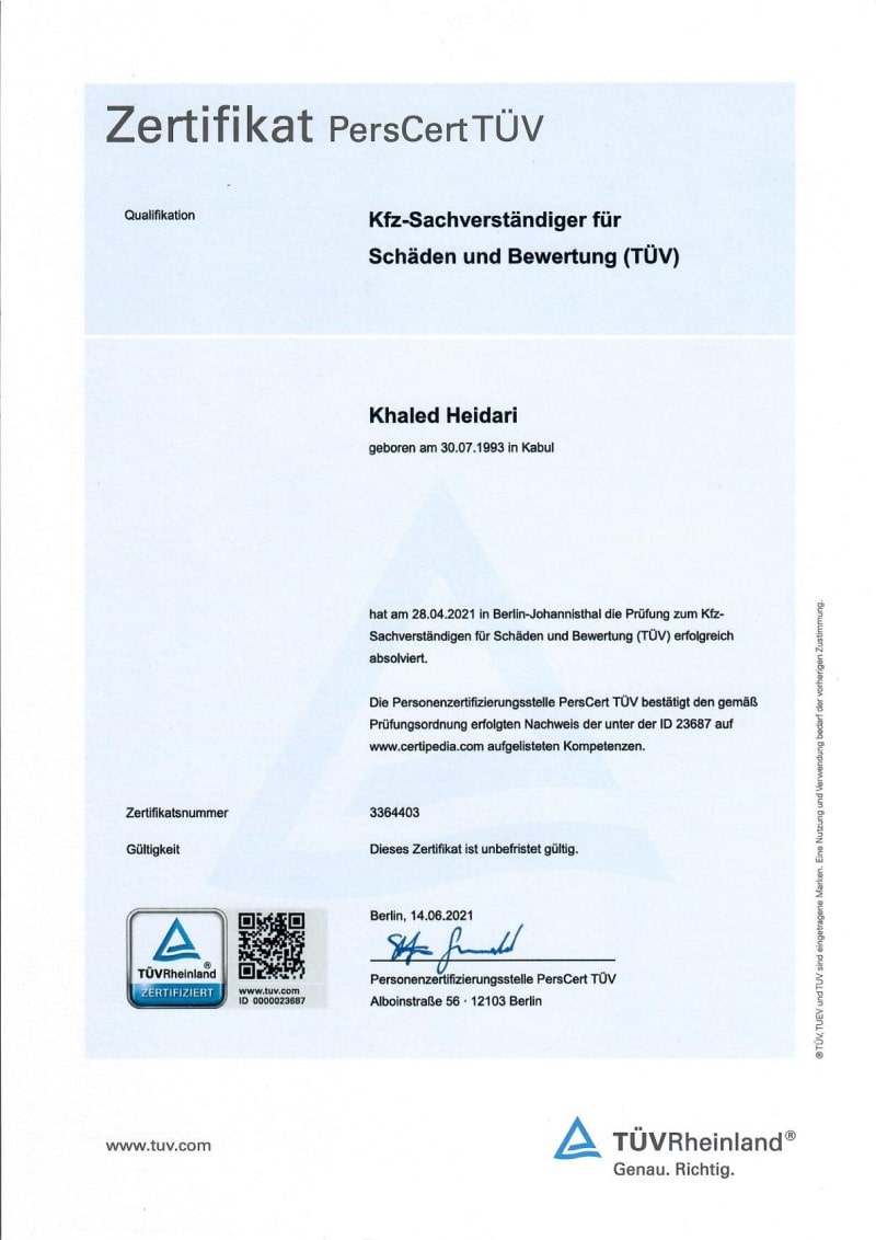 Scann TÜV Zertifakt